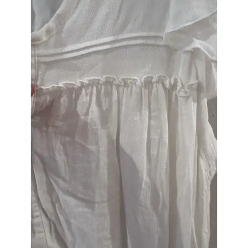 Gentle Fawn White Cottagecore Pleated Mini Dress XL Boho Minimalist Coastal