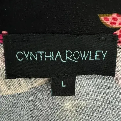 Cynthia Rowley  Designer Floral Boho Button Up Blouse Long Sleeve Women’s Large