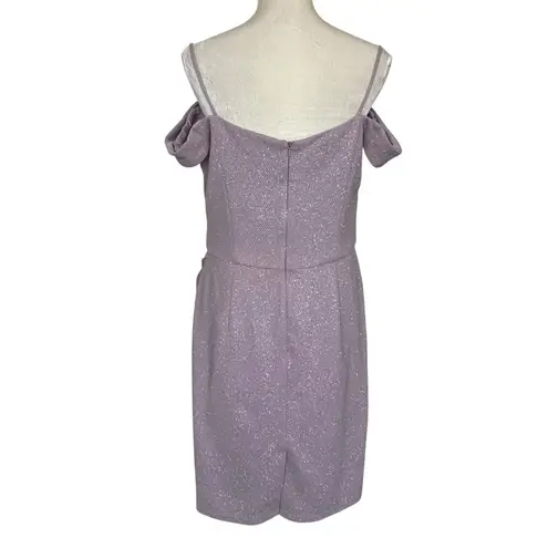 Oleg Cassini David’s Bridal Off The Shoulders Glitter Knit Sheath Dress Size 14 - Image 7