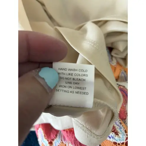 Ny Collection A-Line Dress Beige Pink Orange Gold Sparkles Short Sleeve Size Med