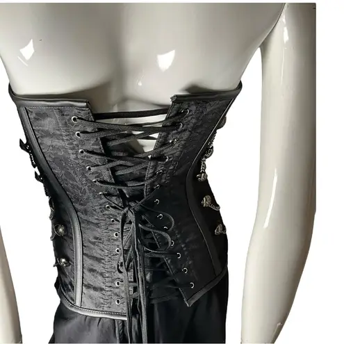 Spirit  black silver boned gothic bustier corset M