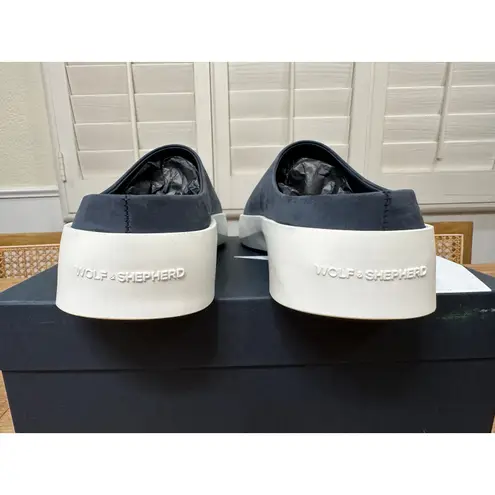 Wolf & Shepherd Cruise Mules Navy White Nubuck Leather Size 9.5 US NIB Unisex Blue