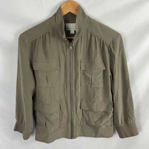 Hinge Nordstrom 100% Silk Bomber zip up jacket size small