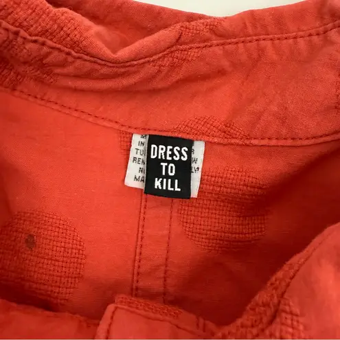 Dress To Kill Textured Cotton Split Back Tunic Lagenlook Rust Relaxed Button Size undefined