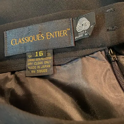 Classiques Entier Black Wool Dress Slacks Size 16