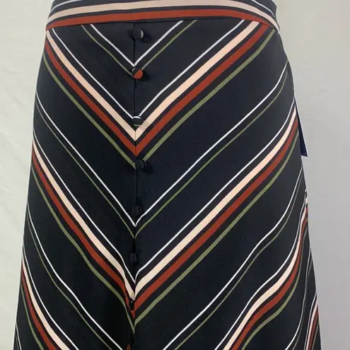 Apt. 9  Chevron Striped Button Detail Black Maxi Skirt Size Medium NWT