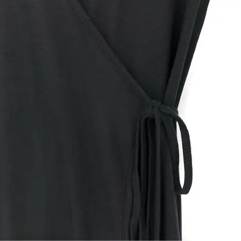 Frank And Oak The Good Cotton Midi Length Wrap Dress Black S