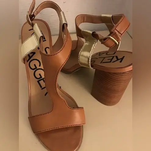Kelsi Dagger Kelsi women chestnut brown leather heel sandals US 10