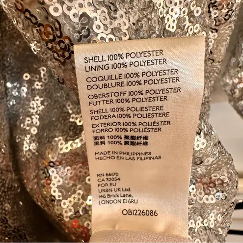 Anthropologie  Lisabette Sequined Mini Dress Silver Wrap Dress Small