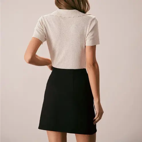 Rihoas Black Jacquard Lace Button Blouse Size M