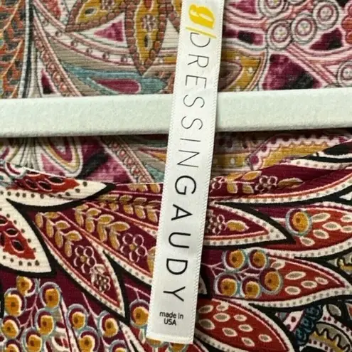 Dressing Gaudy Paisley Print 3/4 Sleeve with ruffled detail Size Small Dress Brown