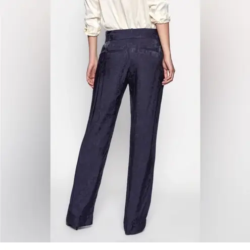 Equipment Femme Lita Navy Blue Eclipse Floral Jacquard Viscose Trouser Pants