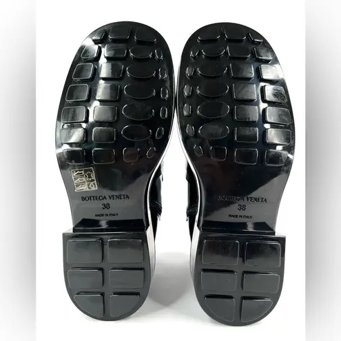 Bottega Veneta Monsieur Horsebit Glossy Black Leather Zip Ankle Boots Size EU 38