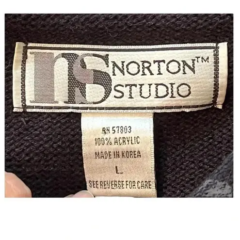 NORTON STUDIO GORGEOUS HOLIDAY SWEATER SNOWFLAKE PATTERN CHRISTMAS SIZE LARGE Black - Image 6