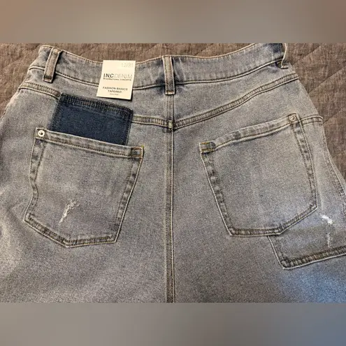 INC International Concepts Blue Patchwork Boyfriend Jeans Size undefined