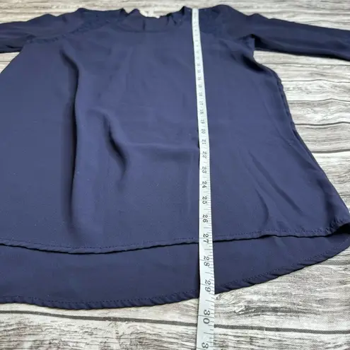 Tea N Rose Women's Blouse Top Shirt Dark Blue M Med Medium Lightweight Lace Thin