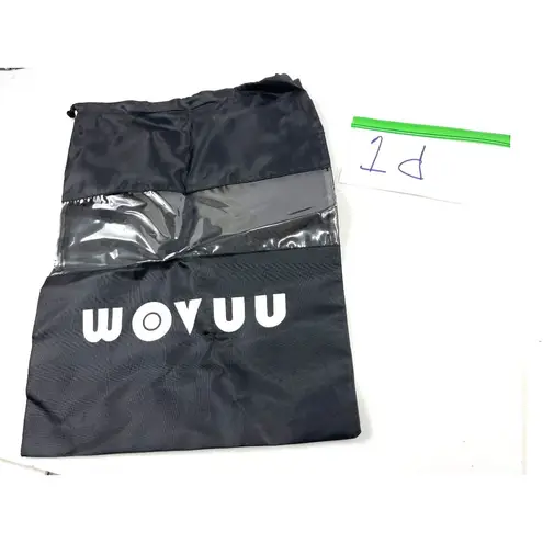 Wovuu Black Nylon Drawstring Bag W/Clear Panel Storage Organizer 13"x10" Durable