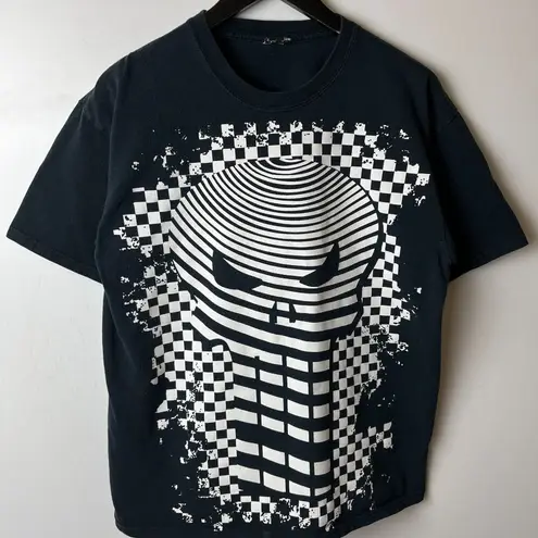 Marvel Vintage Y2K Punisher T Shirt Black Large L Graphic Tee Cotton Solid Logo