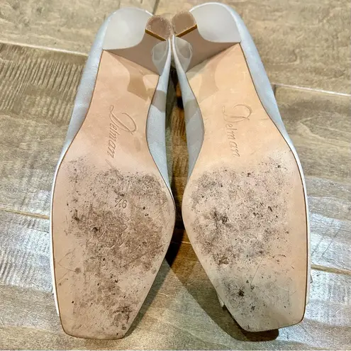 Delman Women’s Silk Peep Toe Pumps with Bows Champagne Size 9.5 FLAW