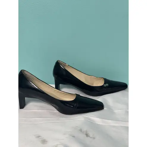 Bijou Shoes Leather Heel Black Shoes Slip