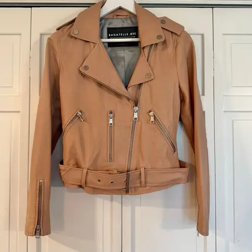 Bagatelle 100% leather pink moto jacket size small