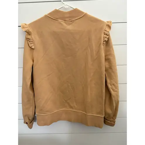 Goodthreads Women's Beige Ruffle Trim Long Sleeve Pullover Size L Tan Size L - Image 3