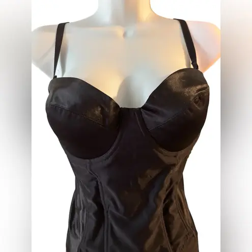 VTG SHLIPPS By Smoothie Padded Corset Body Slip Sz 36C Black Underwire #4065