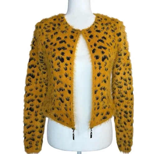 Kamana Convertible Cheetah Cardigan Sweater S Long Sleeve Fuzzy Cozy Pockets