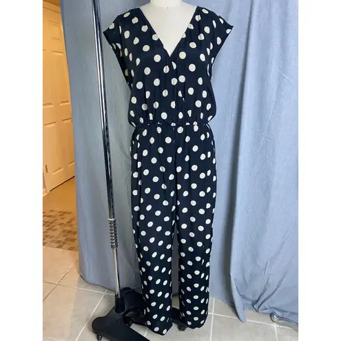 Corey Lynn Calter Black Ivory Polka Dot Jumpsuit V
