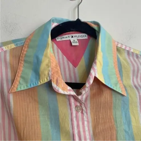 Tommy Hilfiger Vintage  pastel multicolor striped button down shirt preppy office