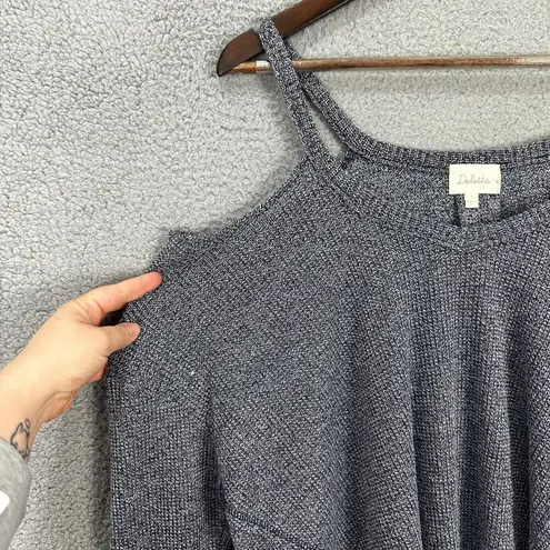Deletta Anthropologie Top Womens Small Blue Knit Cold Shoulder Oversized Boho