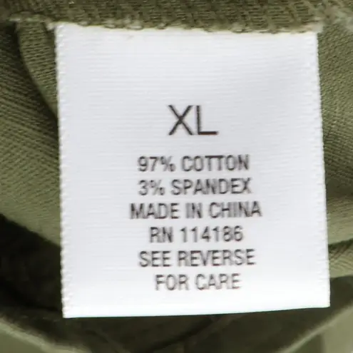 Roz & Ali Military Style Utility Jacket Womens Olive Green Navy Anchor Nautical Size XL