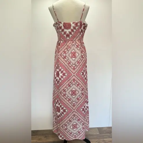 Skies Are Blue Coral Pink & Ivory Boho Spaghetti Strap Maxi Dress from ModCloth
