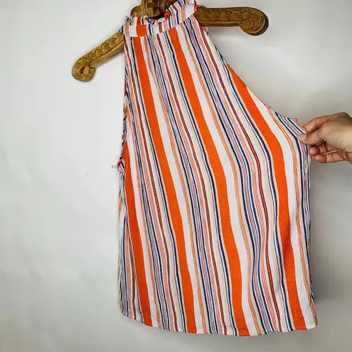 Staccato Gauze Striped Sleeveless Blouse High Neck Sz Medium