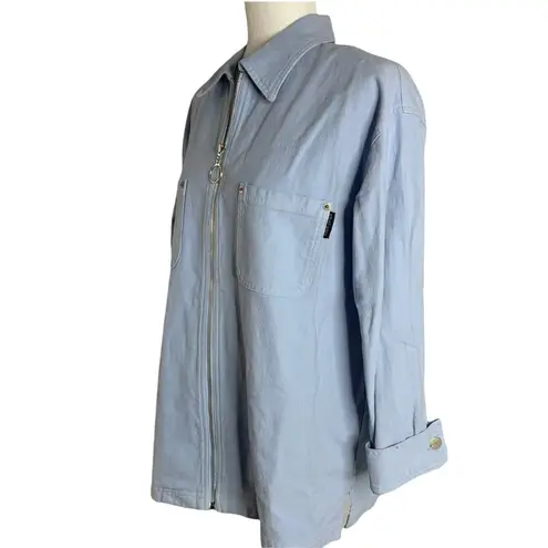 Karen Kane Vintage 90s Denim Jacket XS Blue Oversized Full Zip Pockets 46PE