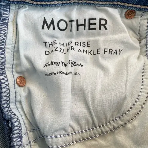 MOTHER The Mid Rise Dazzler Ankle Fray in Riding the Cliffside Jeans Size 24 Blue