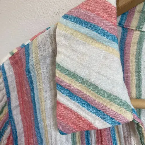 Soft Surroundings Soft Surrounding Senna Gauze Tunic Button Down Striped Blouse Size M