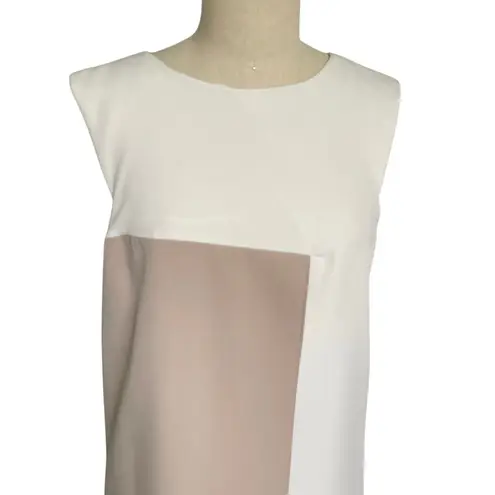 Milly Asymmetrical Color block Shift Dress Neutral Cream Tan