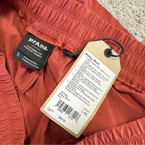 prAna NWT Women’s Railay Shorts Pull On Mid Rise UPF 50+ Outdoor Hiking Rust L