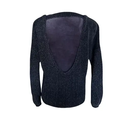 Satva Organic Black Sparkle Knit Sweater Open Back Detail Medium