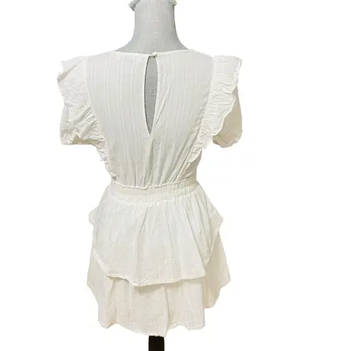 The Post White Ruffle Lace Trim Mini Dress Women’s Small Cotton Rayon