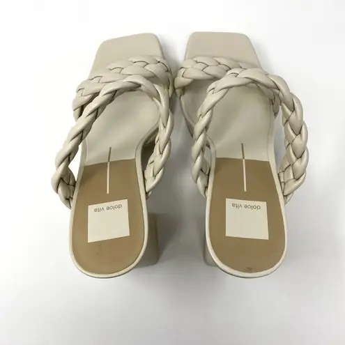 Dolce Vita Ivory Ashby Platform Braided Faux Leather Sandal Block Heels 9.5 White