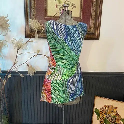 Jams World Vintage Hawaiian Asymmetric Art to Wear Rainbow Tank- Sz XS 💚🎀