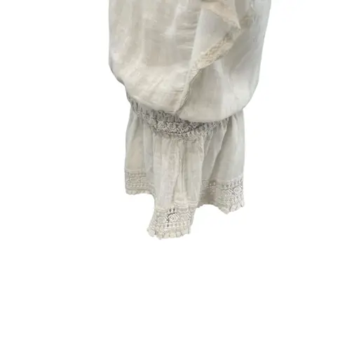 Sunday Saint Tropez Coverup Dress Linen Dolman Sleeve Smocked Cream One Size White Size undefined