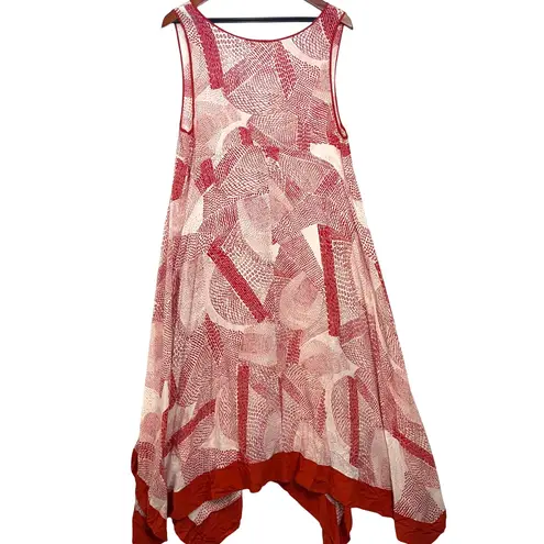 Pure DKNY Small Maxi Dress Sleeveless Abstract Red Flowy Beach Summer Coverup