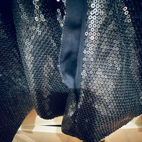 Buckley Tailors Women's Size 10 Sequined Blazer Jacket Silver Metallic Draped