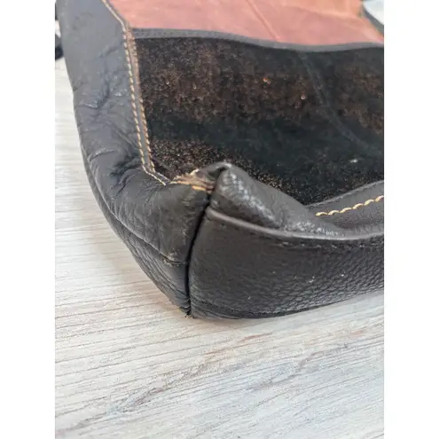 The Sak Iris Leather Crossbody Brown Black Two Tone Metallic Suede Shoulder Bag