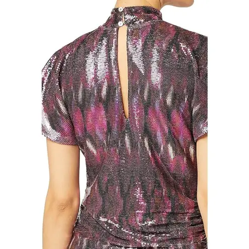 MISA Los Angeles Divia Sequin Party Asymmetric Mock Neck NWT Dress Large $465