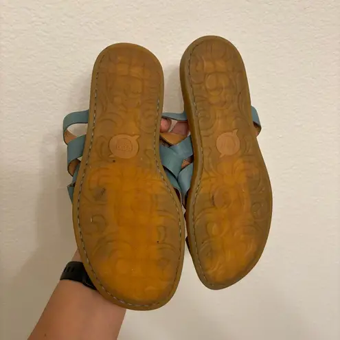 Born Shoes Born Isle Slide Leather Slip-On Sandal Women’s size 7 in Turquoise Blue