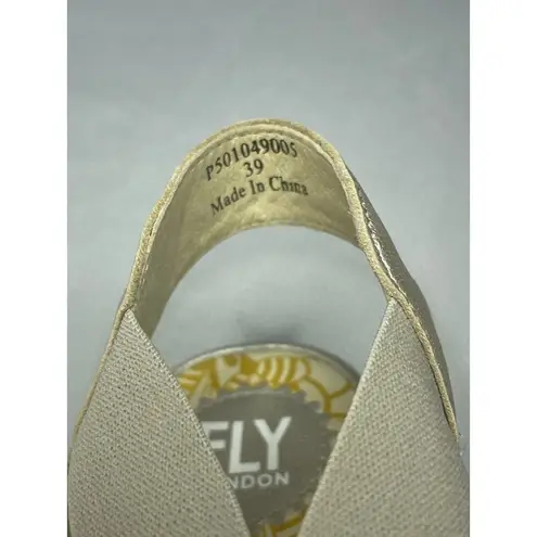 Fly London Gored Cross Band Rale Wedges Silver - Size 39 US 8.5